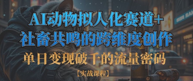 单日变现破千的流量密码，AI动物拟人化赛道+社畜共鸣的跨维度创作-知源网创