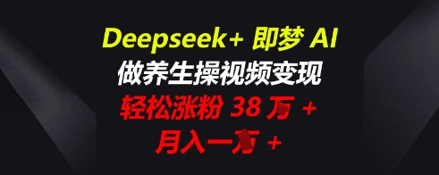 Deepseek+即梦AI，做养生操视频变现，轻松涨粉38W+，月入一W+-知源网创