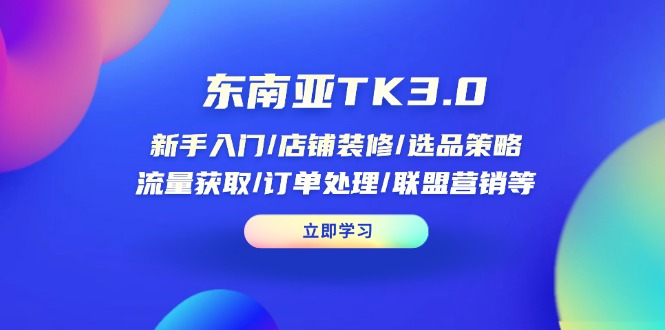 （14208期）东南亚TK3.0：新手入门/店铺装修/选品策略/流量获取/订单处理/联盟营销等-知源网创