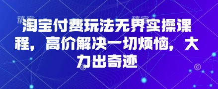 淘宝付费玩法无界实操课程，高价解决一切烦恼，大力出奇迹-知源网创