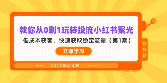 （14260期）教你从0到1玩转投流小红书聚光，低成本获客，快速获取稳定流量（第1期）-知源网创
