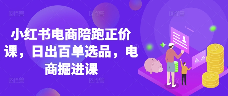 小红书电商陪跑正价课，小红书官方认证电商讲师教学，日出百单选品，电商掘进课-知源网创