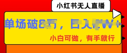 小红书无人直播,纯小白可做,有手就行,单场直播销售额破8w-知源网创
