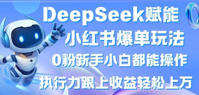 DeepSeek赋能小红书爆单玩法0粉新手小白都能操作，执行力跟上收益轻松上W，懒人勿做-知源网创