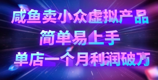 咸鱼卖小众虚拟产品,简单易上手,单店一个月利润破W-知源网创