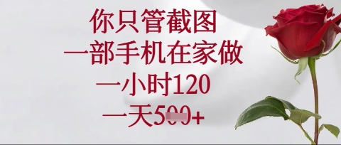你只管截图，一部手机在家操作，一小时120.一天5张【揭秘】-知源网创