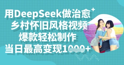 用DeepSeek做治愈乡村怀旧风格视频，爆款轻松制作，当日最高变现多张-知源网创